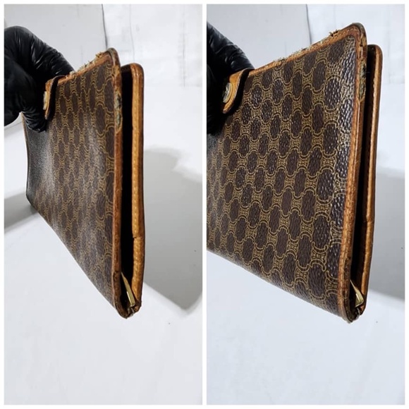 Authentic Celine Vintage Macadam PVC Leather Long Wallet Brown - Picture 5 of 13